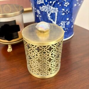 Kendra Scott Gold Jar/Candle Holder with Intricate Lattice Design
